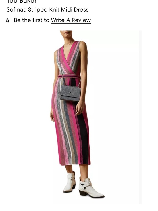 Ted Baker Dresses & Skirts - Ted Baker Bright Pink Striped V-Neck Knit Dress